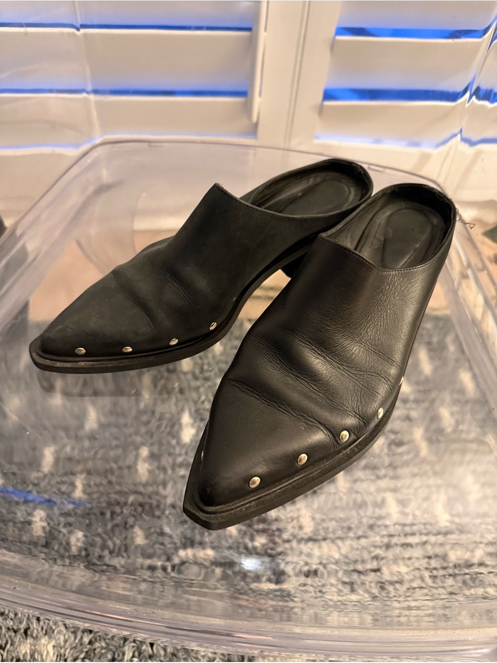 Alohas black leather studded mules size 11